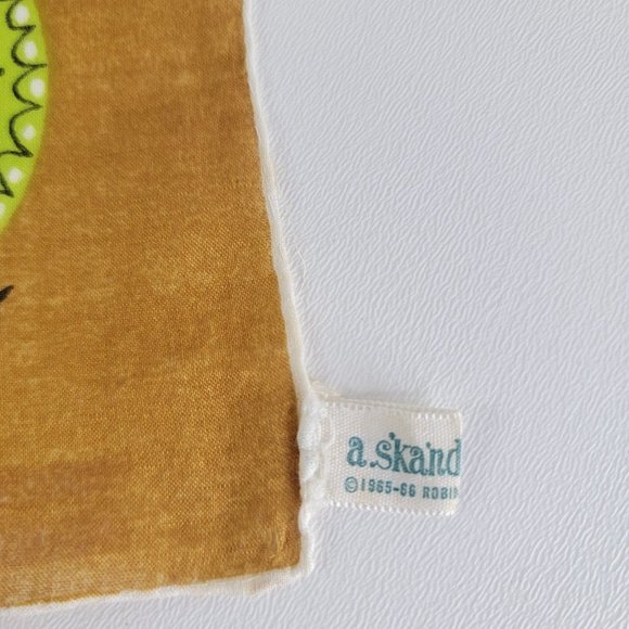 Vintage 1960s Designer JEANNE MILLER Phone Clock Handkerchief TAG UNUSED - Picture 6 of 7